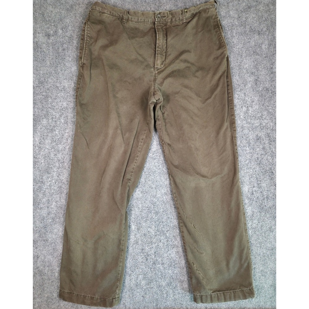 J.Crew Chino Pants Mens 38x34 Brown Broken-In Regular Fit Flannel Lined Cotton
